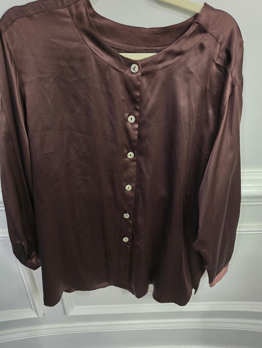 The Limited 100% Silk Chocolate Brown Button-Front Blouse – Medium